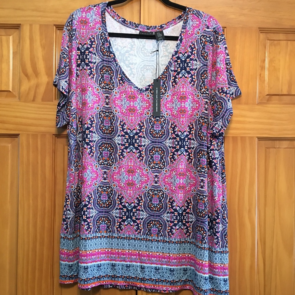 Tahari Print Top 2X NWT